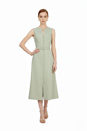 Allison Belt Midi Vestido - Reina Diaz