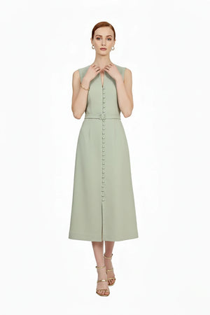 Allison Belt Midi Vestido - Reina Diaz