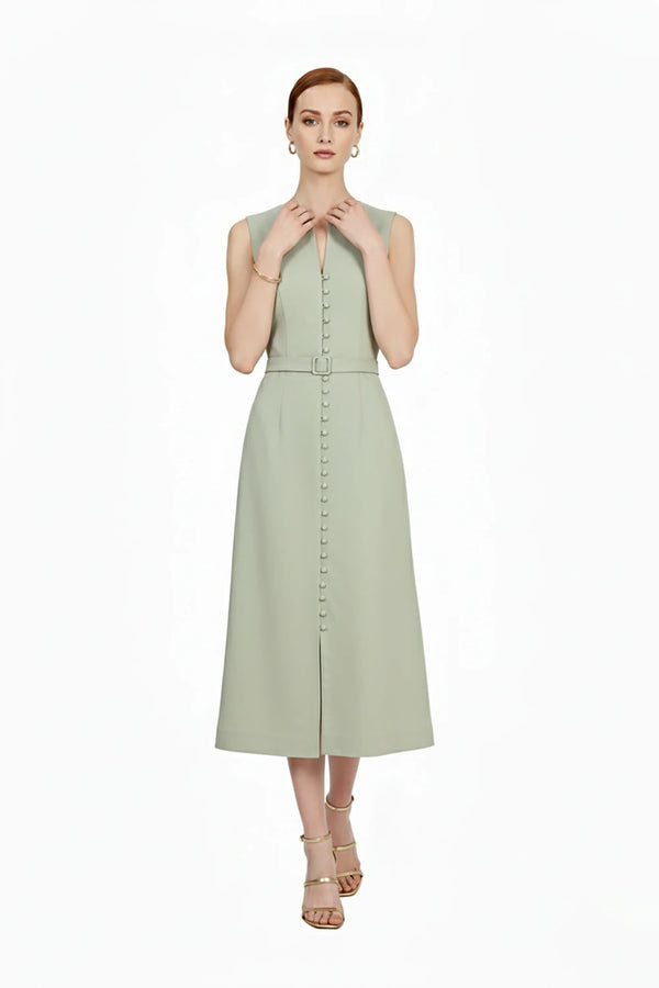 Allison Belt Midi Vestido - Reina Diaz