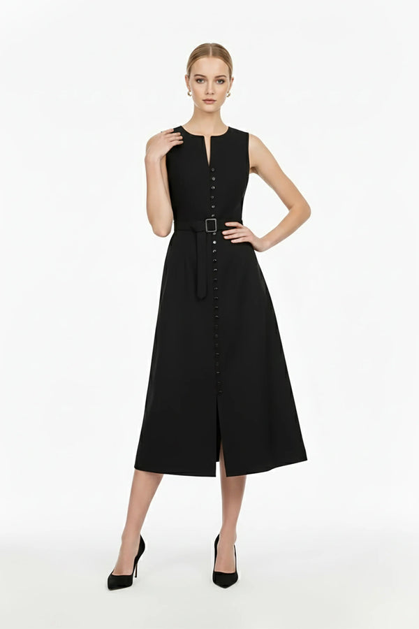 Allison Belt Midi Vestido - Reina Diaz