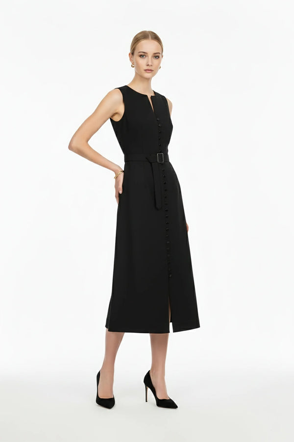 Allison Belt Midi Vestido - Reina Diaz