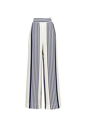 Amalfi Navy Striped Rayon Straight-Leg Pants - Reina Diaz