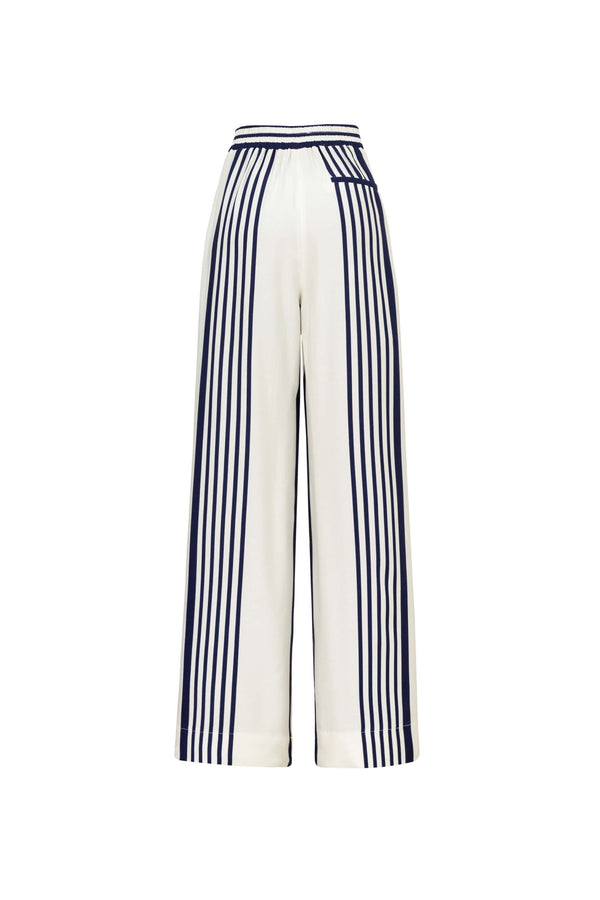 Amalfi Navy Striped Rayon Straight-Leg Pants - Reina Diaz