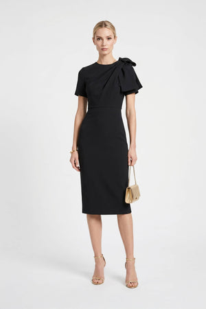 Amalia Asymmetric Bow Midi Dress - Reina Diaz