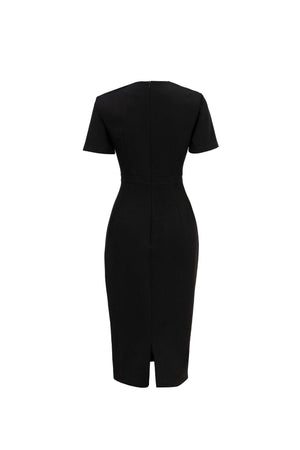 Amalia Asymmetric Bow Midi Dress - Reina Diaz