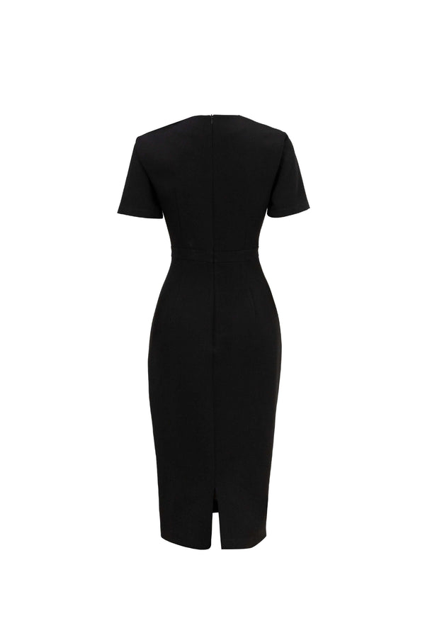 Amalia Asymmetric Bow Midi Dress - Reina Diaz
