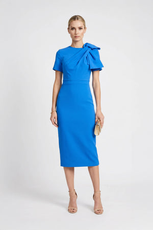 Amalia Asymmetric Bow Midi Dress - Reina Diaz