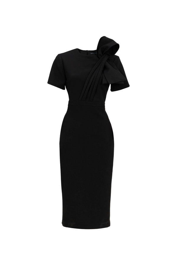 Amalia Asymmetric Bow Midi Dress - Reina Diaz