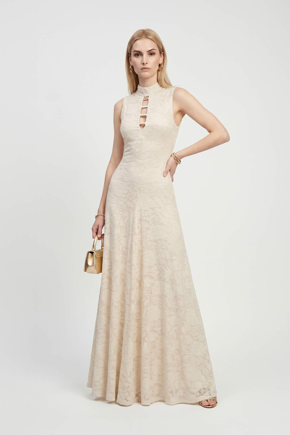 Amalia Cutout High-Neck Maxi Vestido 723081 - Reina Diaz
