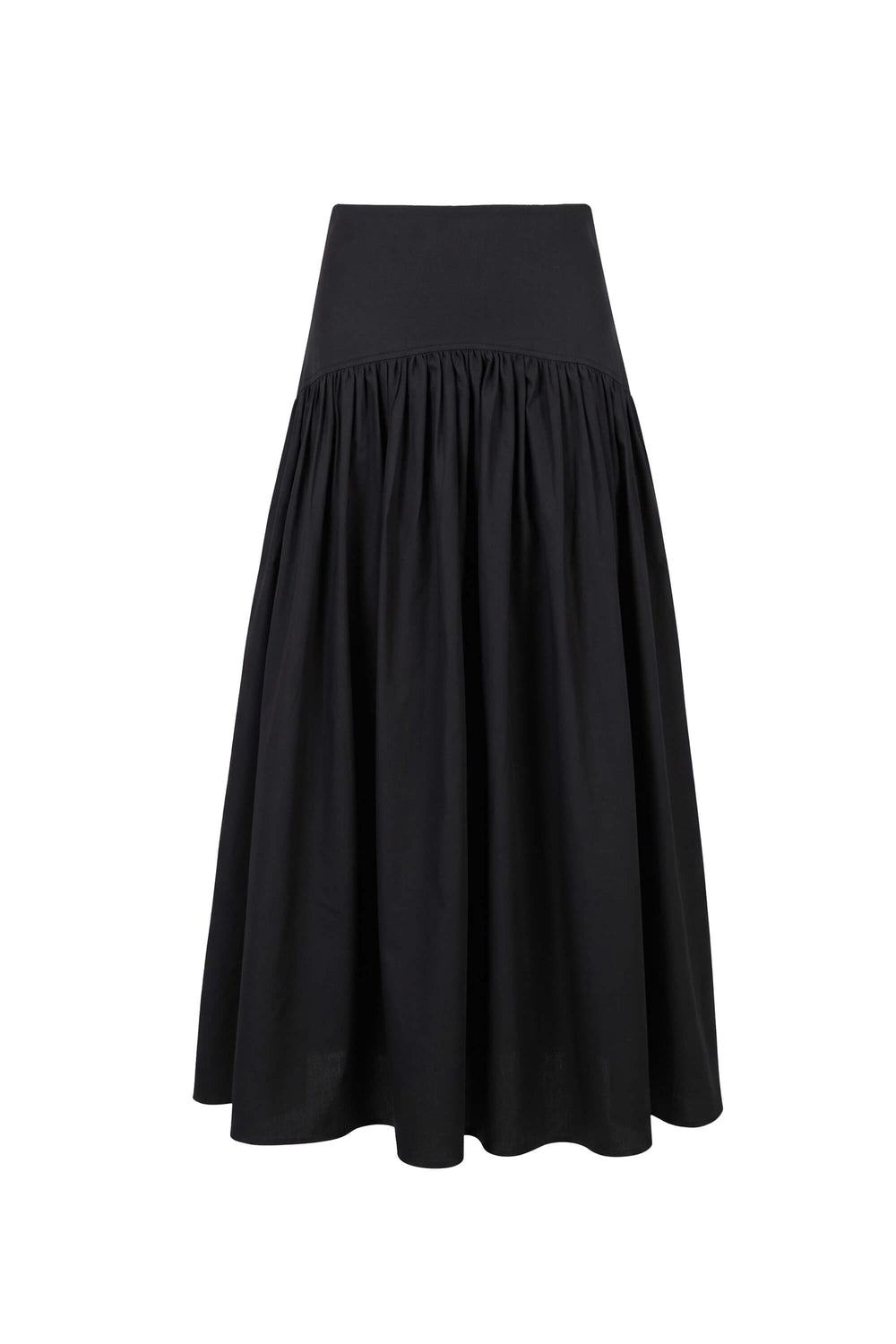 Amalia Drop-Waist Gathered Midi Falda 541377 NEG - Reina Diaz