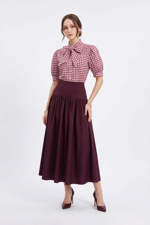 Amalia Drop-Waist Gathered Midi Falda 541377 TIN - Reina Diaz