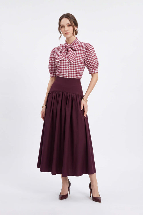 Amalia Drop-Waist Gathered Midi Falda 541377 TIN - Reina Diaz