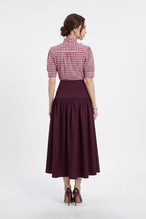 Amalia Drop-Waist Gathered Midi Falda 541377 TIN - Reina Diaz