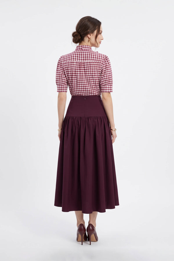 Amalia Drop-Waist Gathered Midi Falda 541377 TIN - Reina Diaz
