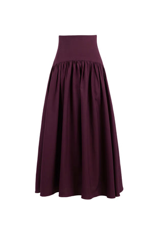 Amalia Drop-Waist Gathered Midi Falda 541377 TIN - Reina Diaz