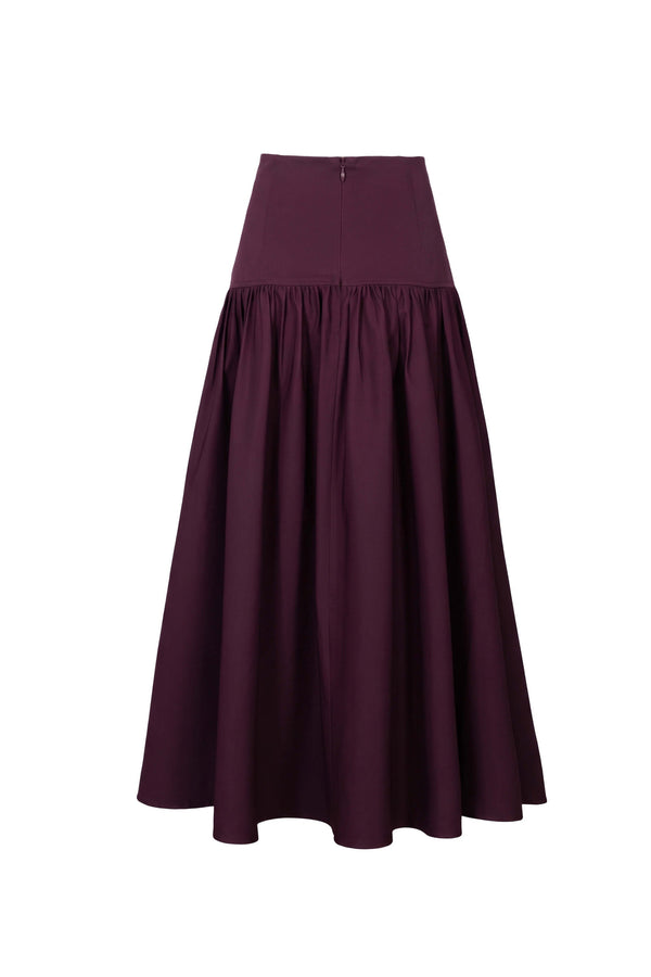 Amalia Drop-Waist Gathered Midi Falda 541377 TIN - Reina Diaz