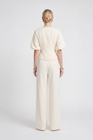 Amalia Puff-Sleeve Jewel-Button Cream Saco 501561 BEI - Reina Diaz