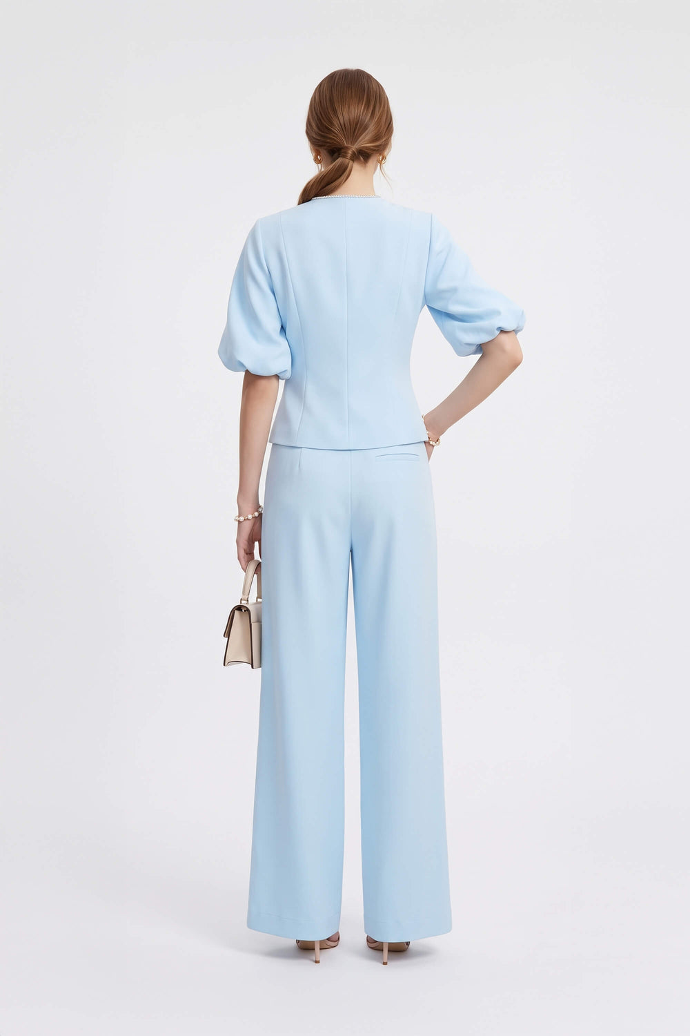 Amalia Puff-Sleeve Jewel-Button Cream Saco 501561 CIE - Reina Diaz