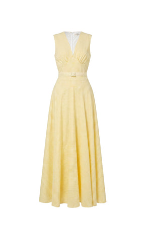 Amalia Striped V-Neck Maxi Vestido 723157 AMA - Reina Diaz