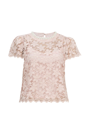 Amélie Floral Lace Pearl - Neck Blouse - Reina Diaz