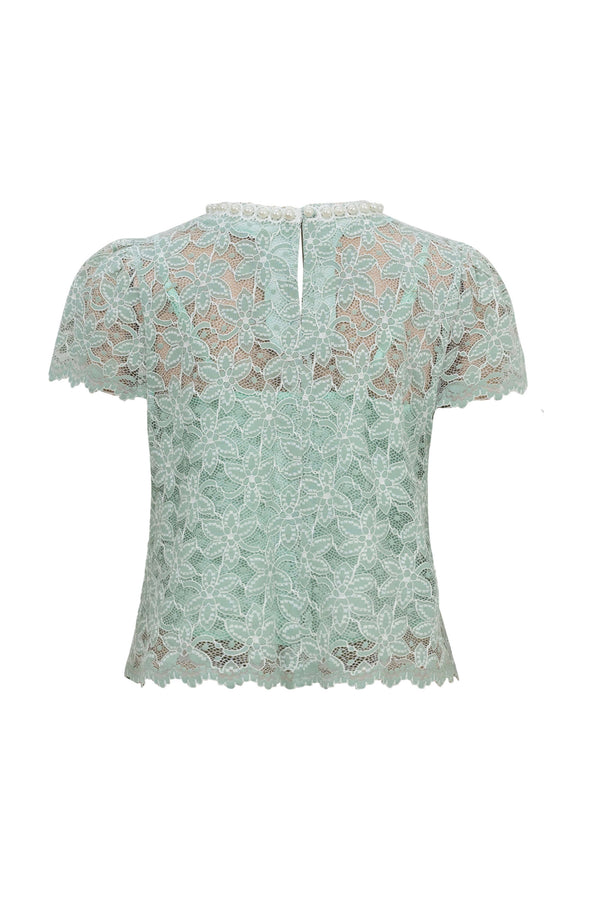 Amélie Floral Lace Pearl - Neck Blouse - Reina Diaz