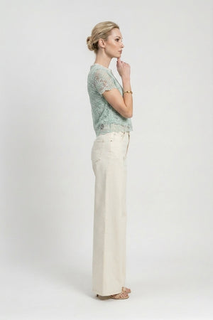 Amélie Floral Lace Pearl - Neck Blouse - Reina Diaz
