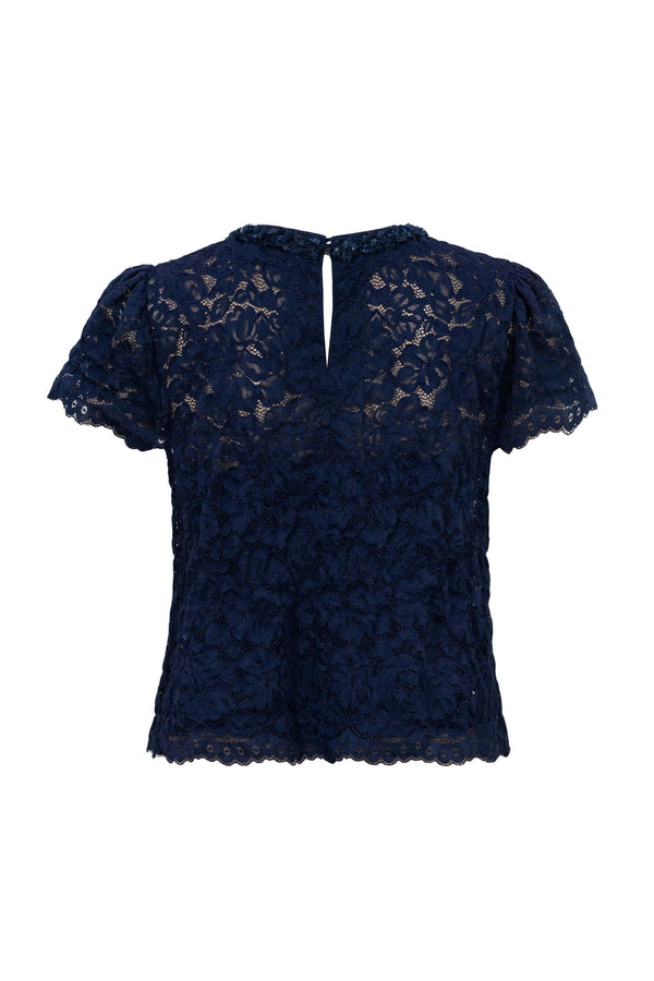 Amélie Floral Lace Pearl - Neck Blouse - Reina Diaz