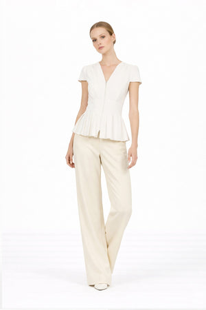 Ami V - Neck Peplum Top - Reina Diaz