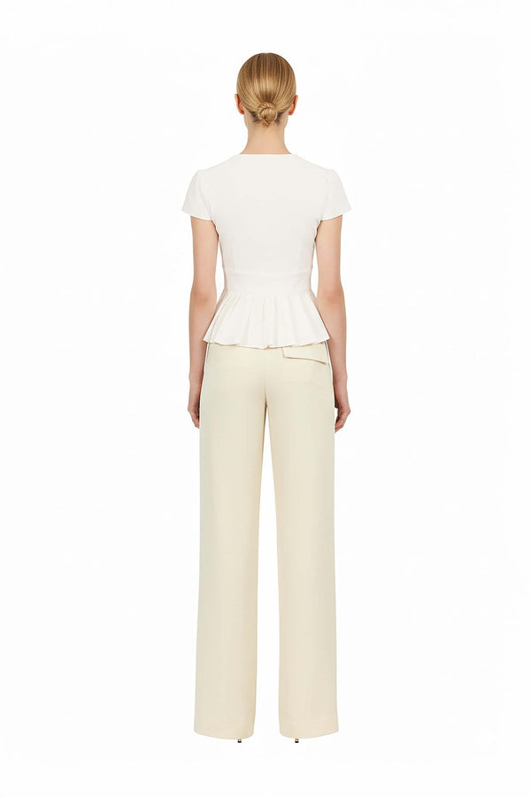 Ami V - Neck Peplum Top - Reina Diaz