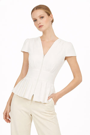 Ami V - Neck Peplum Top - Reina Diaz