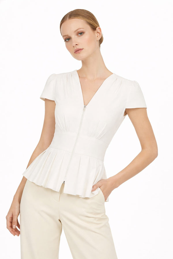 Ami V - Neck Peplum Top - Reina Diaz