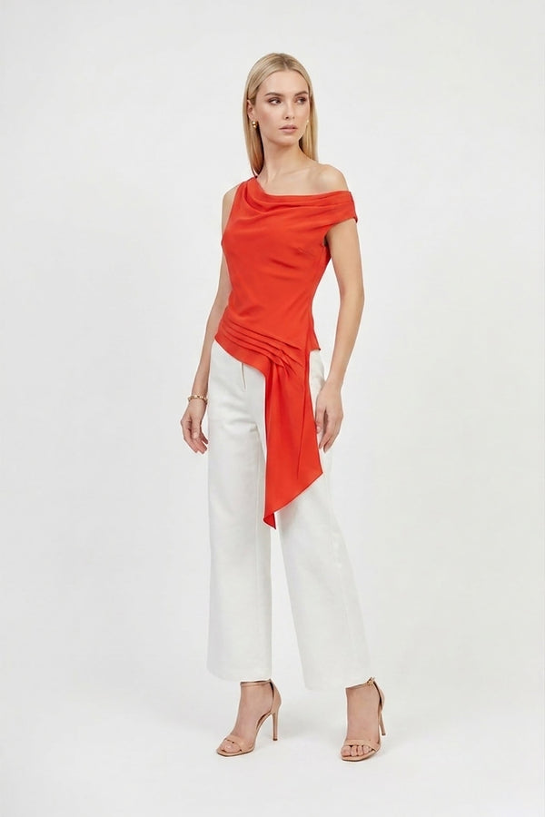 Amira Cowl - Neck Asymmetric Draped Top - Reina Diaz