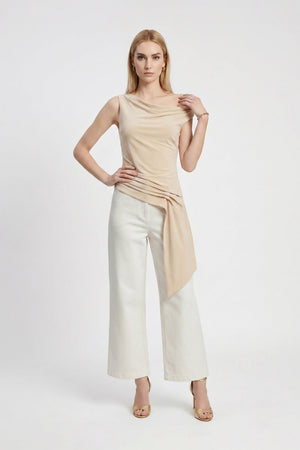 Amira Cowl - Neck Asymmetric Draped Top - Reina Diaz