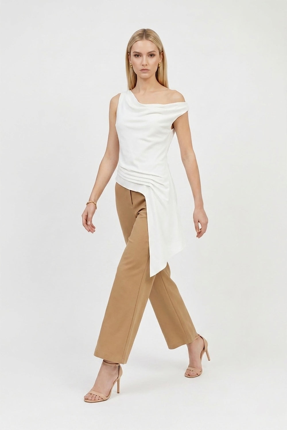 Amira Cowl - Neck Asymmetric Draped Top - Reina Diaz