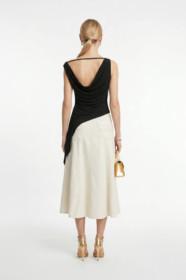 Amira Cowl - Neck Asymmetric Draped Top - Reina Diaz