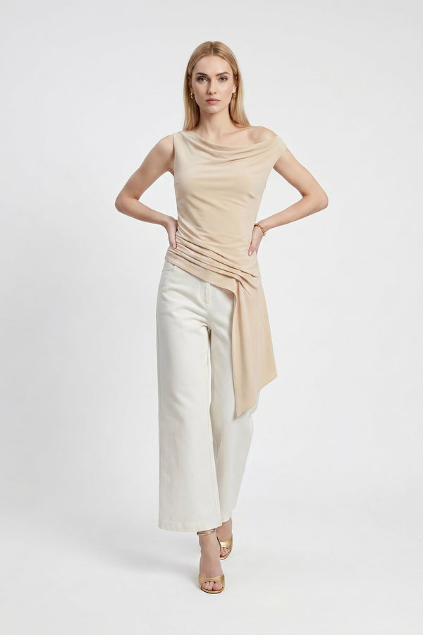 Amira Cowl - Neck Asymmetric Draped Top - Reina Diaz