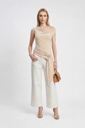 Amira Cowl - Neck Asymmetric Draped Top - Reina Diaz