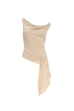 Amira Cowl - Neck Asymmetric Draped Top - Reina Diaz