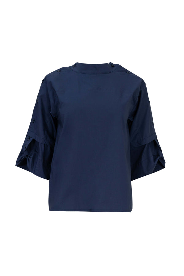 Amira Keyhole High-Neck Blusa 752964MAR - Reina Diaz