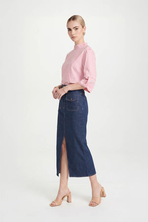 Amira Keyhole High-Neck Blusa 752964ROS - Reina Diaz