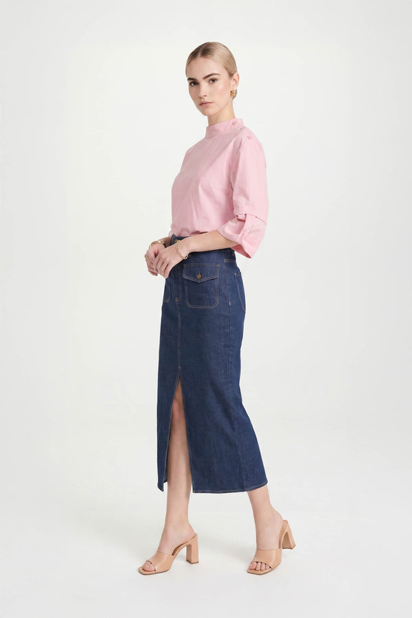 Amira Keyhole High-Neck Blusa 752964ROS - Reina Diaz