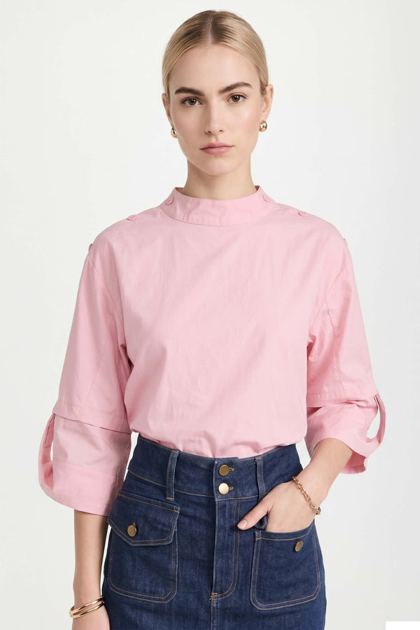 Amira Keyhole High-Neck Blusa 752964ROS - Reina Diaz