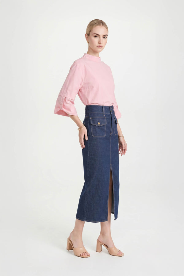 Amira Keyhole High-Neck Blusa 752964ROS - Reina Diaz