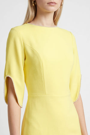 Amira Pearl-Detail Slit-Sleeve Vestido - Reina Diaz