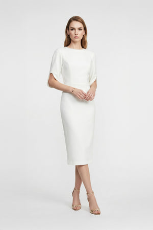 Amira Pearl-Detail Slit-Sleeve Vestido - Reina Diaz