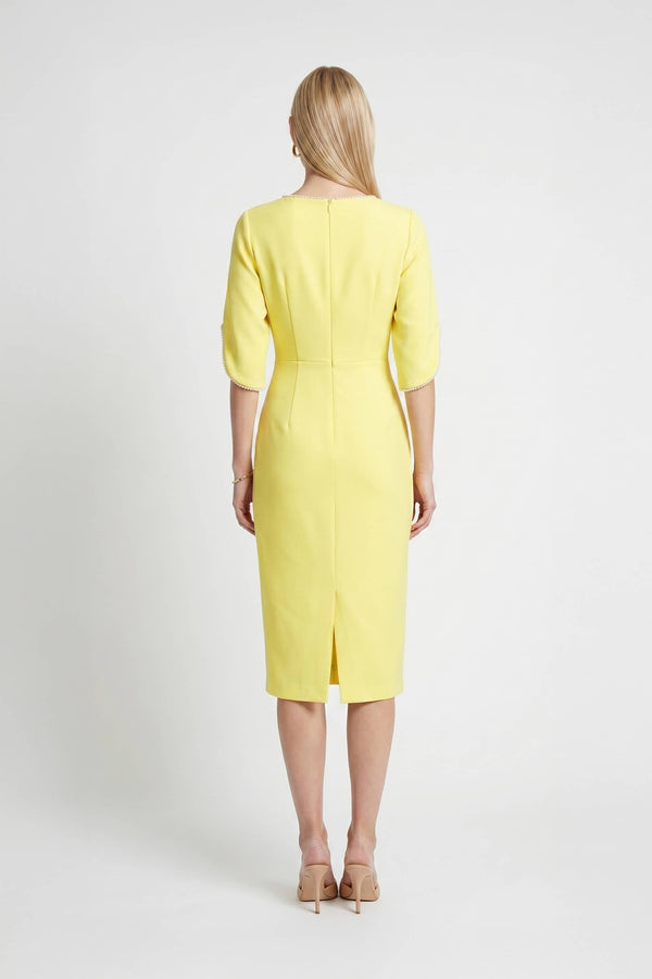 Amira Pearl-Detail Slit-Sleeve Vestido - Reina Diaz