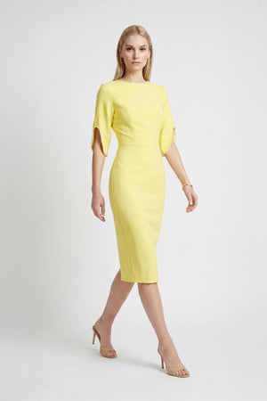 Amira Pearl-Detail Slit-Sleeve Vestido - Reina Diaz