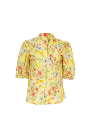 Amira Tie-Neck Puff-Sleeve Blusa 752995 - Reina Diaz