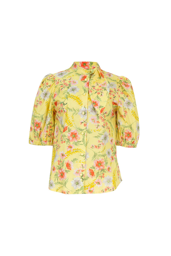 Amira Tie-Neck Puff-Sleeve Blusa 752995 - Reina Diaz