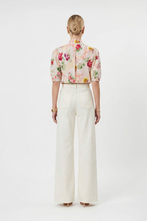 Amira Tie-Neck Puff-Sleeve Blusa 752995 - Reina Diaz